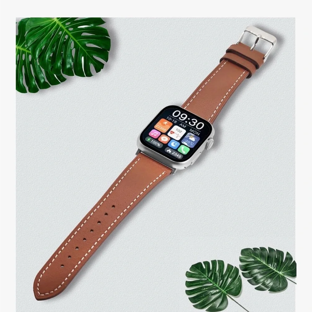 NIB Ovawda Premium Soft Leather Replacement Band for Apple Watch Brown